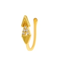 Gold plated arrow shaped faux nose ring with sparkling clear zircon stone inlay - Triangle Style (WG-1319) / Gold