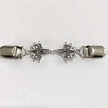 Vintage antique silver cardigan clip with intricate filigree pattern for shawls - Antique Silver Carved