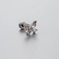 Silver butterfly earring with clear zircons, iridescent opal, and flat screw back - Opal Butterfly (A018-3#)
