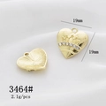 Front and back detail of 19mm gold heart crown pendant with rhinestones for DIY crafts - 3464# Heart Rhinestone Crown