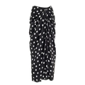 Elegant midi wrap skirt with black and white polka dot pattern and waist pleated detail - One Size / Black and White Polka Dot Gathered Wrap Skirt
