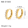 Minimalist 18K gold plated hoop earrings with zircon and pearl details, 1.4cm size - Simple Zirconia Hoop (NB-E1503)