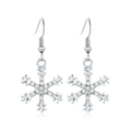 Elegant silver snowflake drop earrings with sparkling crystals and fishhook ear wires - Six-Petal Snowflake