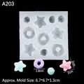Star and donut shaped silicone mold for DIY baking and crafts with sample miniatures - 1# (Star/Ring) / Clear