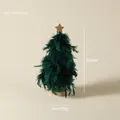 Green feather Christmas tree with golden star on wooden base, 32.5cm desk ornament - Small Feather Christmas Tree (Dark Green)