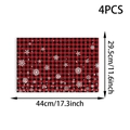 Set of 4 Christmas placemats with red and black buffalo plaid and white snowflake motifs - 4Pcs