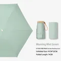 Morning Mist Green ultra-compact 6-fold flat mini umbrella with matching cover case - 6-Fold 6-Bone Black Glue Mist Green