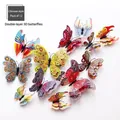 Set of 12 double-layer 3D butterfly wall stickers with colorful patterns and textures - Magnetic with Adhesive / Chinese Style Double Layer 12PCS