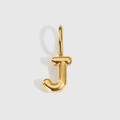 Polished gold 14K vacuum plated bubble letter J pendant charm for DIY jewelry making - Letter J / Gold