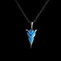 Retro arrow pendant necklace with glowing blue inlay on a sleek metal chain for men - Blue