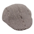 Dettaglio di un berretto piatto marrone pied-de-poule in tweed con visiera rigida corta - Taglia Unica (Circonferenza 58cm) / Colore 3 (Pied de Poule Caffè Beige)