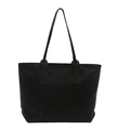 Minimalistische schwarze geflochtene Tragetasche aus Leder mit Intrecciato-Muster für Damen - Schwarz