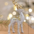 Sparkling silver Christmas deer figurine with gold sequins and 13cm height specification - 13cm Glitter Silver Reindeer