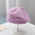 Toddler knitted purple beret hat made of soft wool yarn for boys and girls - Plain Knit Beret / Purple