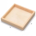 Square 12x12cm wooden base tray for 3D puzzle blocks with natural wood grain finish - 9-Grain Tray