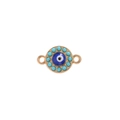 Golden evil eye connector with dark blue center and green beads for DIY jewelry making - Deep and Light Blue Eye / 10 Pieces Pack