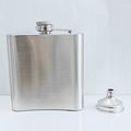 Silver stainless steel hip flask set with matching funnel in a brushed metal finish - Original Stainless Steel