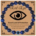 8mm blaues Tigerauge-Armband mit bösem Blick und Schutzkraft auf Karte - Blauer Lapis Tigerauge - Evil Eye Armband