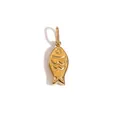 Polished 14K gold-plated stainless steel fish charm with stripe details, 12x6mm size - Striped Fish Style (YP3015)