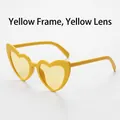 Gafas de sol de corazón modernas con montura amarilla y lentes amarillas a juego - Montura Amarilla Lentes Amarillas
