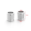 Silver stainless steel knurled beads with 6mm inner diameter and 9mm height for DIY jewelry - 9*9*6mm Diagonal Stripe Hole Bead / Steel