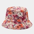 Detail of vibrant floral bucket hat with high-quality reinforced stitching on brim - Warm Tone Abstract Art Floral Style (3#色)