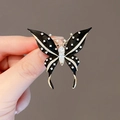 Elegant gold-trimmed black butterfly brooch with crystals for suits and coats - 377# Black Butterfly