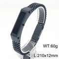 Schwarzes Titan-Mesh-Armband für Herren mit Rechteckplatte, 210x12mm Punk-Stil - Schwarz (KB182960-KFC) / 21cm