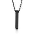 Minimalist black rectangular bar pendant necklace in polished titanium stainless steel - With Bead Chain 450x2mm / Black