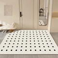 Minimalist French style PVC door mat with black checkered pattern on off-white base - 80x120cm / Paris Apartment-Horizontal