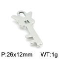 Polished silver stainless steel heart key pendant 26x12mm for DIY jewelry making - Silver Wing Bow Key Style (KLJ4401-Z)