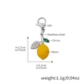 Ciondolo limone in resina gialla con zircone verde e chiusura in acciaio inox - Ciondolo al Limone Argentato (D291)
