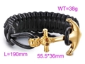 Men's double-layered black woven leather bracelet with golden skull anchor clasp - Golden Skull Anchor Style (Promo [KB61987-BD])