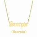 Detailed macro view of gold-plated Scorpio zodiac necklace pendant with a fine O-chain - Scorpio (Gold)