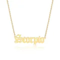 Detailed macro view of gold-plated Scorpio zodiac necklace pendant with a fine O-chain - Scorpio (Gold)