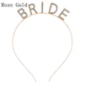 Diadema de oro rosa con pedrería y letras BRIDE para bodas y despedidas - Oro Rosa-BRIDE