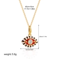 Detailed dimensions of gold evil eye pendant showing 29mm height and 50cm chain length - Red Enamel White Zirconia