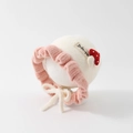 Pink and white plush baby hat featuring a cute mushroom decoration and earflaps - 50cm 1-2 Years / Mushroom-White