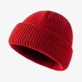 Klassische rote Strickmütze mit Umschlag, weiche thermische Wintermütze aus Acryl für Damen - 56-58cm(Elastisch) / Weinrot