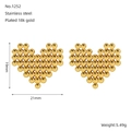 Golden mesh heart earrings made of 18k gold plated stainless steel beads - Heart Style (1252)