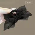Elegant large black organza double-layered bow hair claw clip for women's hairstyles - Mesh Bow Claw Clip / Black