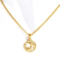 18k gold plated stainless steel coin necklace with Pisces zodiac shell charm - Pisces - Gold