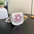 Lindo mini bolso blanco para niña con una gran flor rosa de purpurina brillante - Blanco