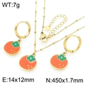 Parure de bijoux avec collier pendentif kaki orange et boucles d'oreilles assorties - Style Persimmon (KS226951-Z)