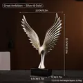 Scultura moderna di ali d'aquila in resina argento-oro, 21x32,5 cm su base nera stabile - 7121S-02 Aquila Argento e Oro-Grande