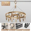 Champagne gold round drying rack with 24 clips and 360-degree rotating windproof hook - Champagne Gold Round - Large 24 Clips