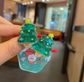 Green glitter Christmas tree hair ties for kids with Merry Christmas card packaging - Glitter Christmas Tree