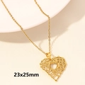 Hollow heart necklace in 18k gold plated stainless steel, size 23x25mm variant - Grid Heart / 23x25mm / Gold