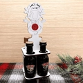 Portabottiglie natalizio in legno bianco a forma di renna con scritta Let's Get Lit - Stile Renna (4 slot) / Bianco