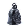Retro punk lucky number 13 motorcycle guardian bell pendant in polished black finish - Black (With Pinch Bail)